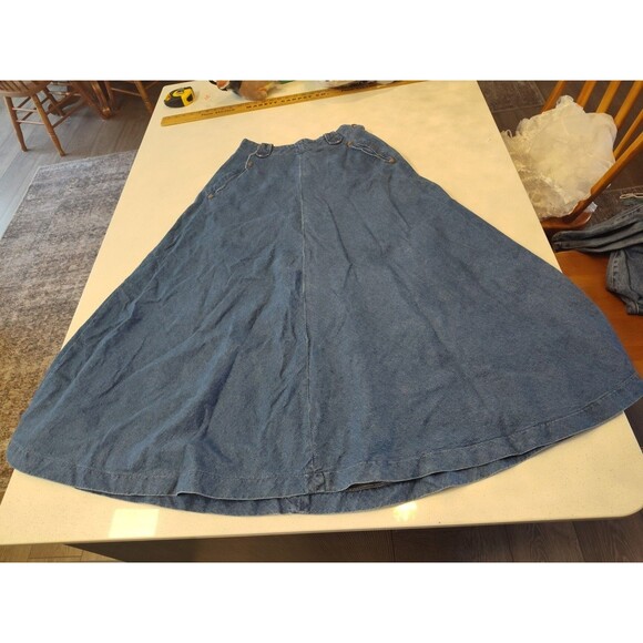 Ralph Lauren Country Dresses & Skirts - Ralph Lauren Country Denim Skirt Long Bell Shape Leather Pocket Accents Made USA
